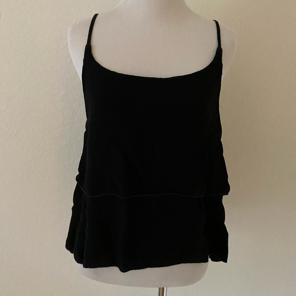 Brandy Melville black ruffle tank top one size